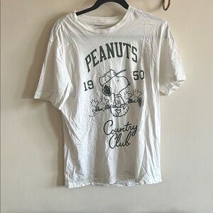 Peanuts White Graphic Tee with Green Print
